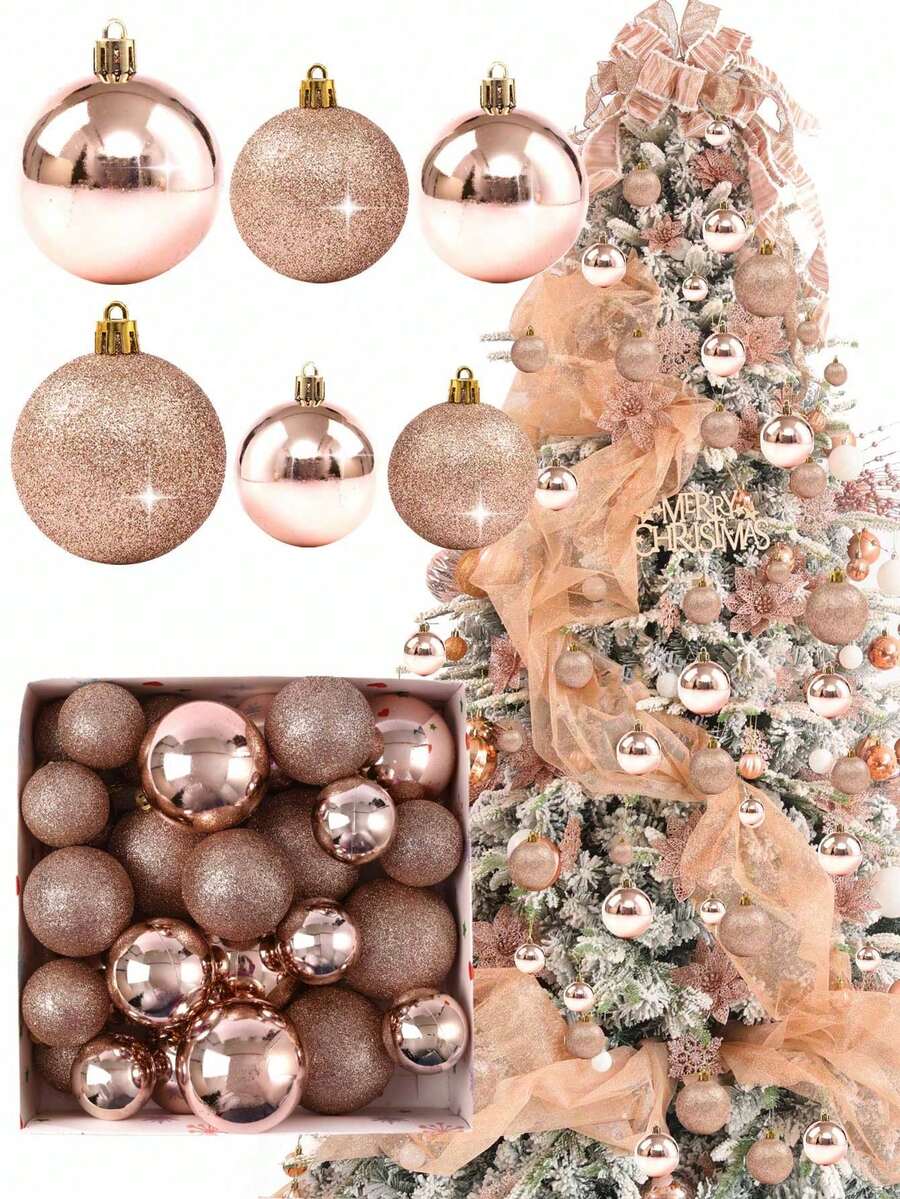 44 pezzi - Palline di Natale, decorazioni per albero di Natale, decorazioni sferiche in plastica infrangibile da appendere per albero di Natale, vacanze, feste di matrimonio, finestre, Natale, compleanni, San Valentino, Pasqua, casa, ufficio, decorazione da parete, perfette per creare un'atmosfera natalizia - regalo di Natale 7/6/5/4/3 cm (2,8/2,4/1,9/1,6/1,2 pollici)