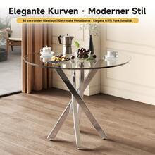 Table And Chair Set (Table And 2 Chairs Included), Tempered Glass Top 80 X 80 X 75 Cm, Modern Table, Galvanized Table Legs, Coffee Table, Grey Chairs, Silver Table Legs - Gray + Silver - View 9
