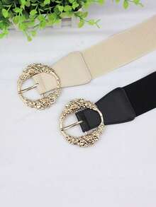 1 curea cu cataramă cu model floral pentru femei, stil vintage, potrivită pentru paltoane, rochii, accesoriu elastic pentru talie, pentru purtare zilnică - Multicolor - Vizualizare 3