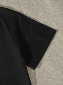 Camiseta de cuello redondo para hombre casual, estilo minimalista y lujoso, camiseta con estampado de flores a la moda y moderna, marca exclusiva de lujo ligero, unisex, llamativa y holgada - Negro - Ver 5