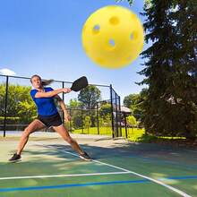 6pcs Pickleball Set, Indoor & Outdoor Golf Hollow Balls, High Elastic PE Floating Hollow Balls, Hard PE Plastic Floor Curling Balls, Sports Racket Game