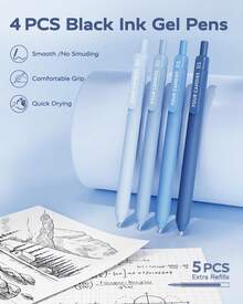 Four Candies Aesthetic School Supplies, Gel Pens With Black Ink, Correction Tapes, Pastel Highlighters,Mechanical Pencils, Sticky Notes, Index Post For Bible Study Supplies With Case Stationary - Blue - View 2