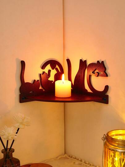 1pc Creative Minimalist Wall Mount Display Shelf, DIY Assemble Wooden Small Storage Rack, Cozy Home Decor Corner Shelf, Crystal Stone Display Rack, Living Room Display Shelf