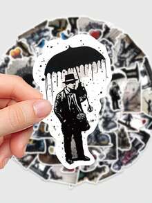 50 Stücke abstrakte Kunst Stil Aufkleber, bunte und leicht zu klebende Aufkleber für Broschüren, Kalender, Tablet-Hüllen, kleine Ventilatoren, Klimaanlagen, Partydekorationen, Collagen-Kunst-Aufkleber, bunte Gestaltung, ideal als Partyartikel, perfekte Geschenke für Erwachsene - Verschiedenfarbig - Übersicht 3