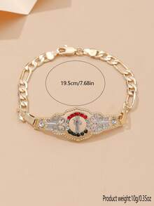 سوار ديني مطلي بالذهب عيار 14 قيراط، تصميم مرصع بالزركونيا الأصلية، زخرفة مركزية مطرزة بالمينا الملونة، هدية مجوهرات ذهبية اللون متينة مناسبة للاستخدام في المناسبات الخاصة كعيد الميلاد والذكرى، مظهر فاخر