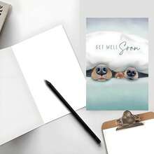 温馨康复贺卡，可爱鼻影造型，只有王兴人才能制作，温暖的早日康复祝福，温馨康复祝愿，送给生病朋友或家人的可爱康复贺卡，带信封的感谢卡，贺卡，祝福卡，空白卡片 - 套裝 - 查看 6