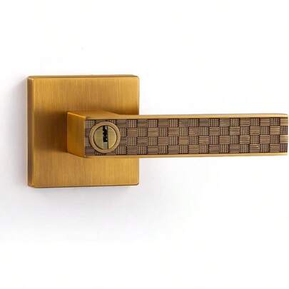 Manija de puerta retro de latón antiguo con cerradura cerradura de puerta exterior y llave palanca de manija de puerta clásico para recámara interior manija de puerta de aleación de zinc