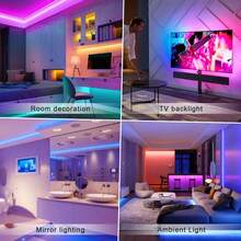 1PC Smart LED Strip Lights For Bedroom - 16ft-100ft, Color Changing With App Control, Remote Included, Perfect For Home Parties & Room Decor Home Bedroom Decoration, Party Decoration