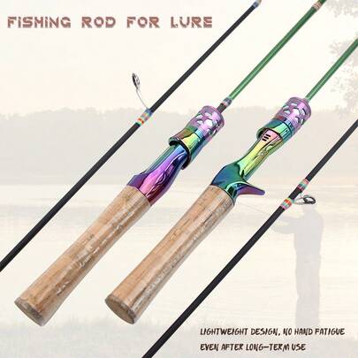 四节便携式鲶鱼钓竿，折叠后仅50厘米长，适用于鲶鱼、银鱼和其他小型鱼类垂钓，溪流钓竿，适合初学者和经验丰富的垂钓者。