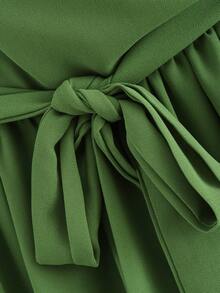 Temptaria Robe en mousseline plissée à col V profond et dos nu pour femmes, robe mini en mousseline sexy, printemps - Vert - Voir 8