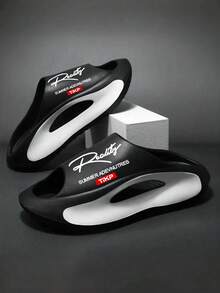 Men's Comfortable Non-Slip Slippers, Fashion Sports Sandals, Casual Outdoor Walking Slides, EVA Thick Sole Beach Flip Flops - Black - View 4