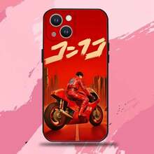 Coque de téléphone en silicone noir souple compatible avec l'anime AKIRA Motorcycle des années 90, compatible avec iPhone 16, 15, 14, 13, 12, 11 Plus, Pro Max, XS, X, XR, SE, Mini, 8, 7, compatible également avec 17 Pro Max, 17 Pro, 17 - z7 - Voir 5