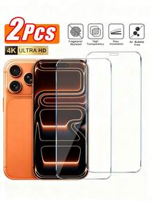 2 Packs Tempered Glass For IPhone 17 Pro Max 6.9-Inch Screen Protector, Compatible With IPhone17/16/15/14/13/12/11 Mobile Phone Film, Scratch-Resistant, Suitable For Mobile Phone Case, Transparent High-Definition Transparent Film For IPhone 17 Pro Max Transparent Film - Clear - View 10