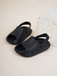 1 Pair Girls' Comfortable, Fashionable, Casual, Lightweight, Cute Pink Bow Soft Foam Slide Sandals, Spring/Summer - Black - View 5