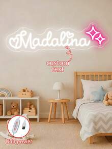 Customized Neon Name Sign, Personalized Name Light, Neon Wall Decor - Adjustable Brightness, USB Powered, Customized Gift For Boys And Girls - Warning Light - View 9