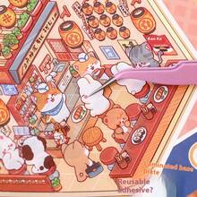 3D Stereoscopic Scene Sticker Set, Cute Pet DIY Decorative Stickers, Cartoon House Building Landscape Stickers, Children's Scrapbook Craft Supplies, Suitable For Boys And Girls - Multicolor - View 8