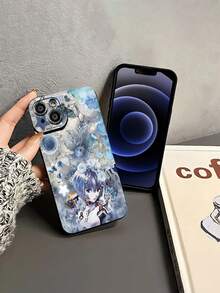 Funda para teléfono con diseño floral de chica anime, compatible con teléfonos ,  17,  16 Pro Max,  15 Pro Max,  13 y  12. Fabricada en TPU para una protección resistente a golpes y caídas. Un regalo ideal para familiares, amigos, seres queridos, parejas y Navidad. - Negro - Ver 3