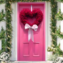 1 chiếc cờ trang trí cửa bằng polyester hình vòng hoa màu hồng chủ đề Ngày Valentine, thiết kế vòng hoa và trái tim, thích hợp cho Ngày Valentine, đám cưới, tiệc tùng, kỷ niệm, trang trí tiệc cưới, trang trí tường ngày lễ, trang trí nhà cửa và ngoài trời đa năng. - Nhiều màu - Xem 5