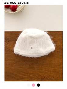 甜美蝴蝶结毛绒渔夫帽，温暖厚实的毛绒渔夫帽，带蝴蝶结装饰，适合女士秋冬季节、圣诞节和新年礼物 - 彩色 - 查看 11