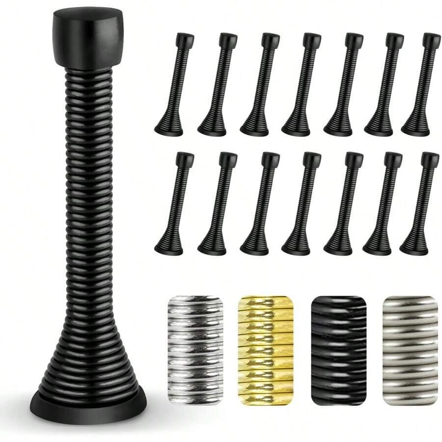 Doorstopper Oil Rubbed Bronze Black Door Stop 15 Pack - Home and Office Child and Pet Friendly Tool with 3.1-Inch Flexible Spring Design Ideal for Wall and Door Protection - Bronce aceitado - Ver 1