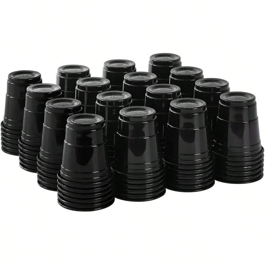 D100ct 2oz Mini Clear Shot Glasses Disposable Small Plastic Cups For Parties Weddings Events Bulk Pack Black - màu đen - Xem 1