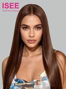 ISEE Hair Wear Go Glueless Straight Lace Closure Wig 6x4 Transparent Lace Unprocessed Soft And Healthy Hair Wigs Chocolate Brown Color 16-28 Regular Inch 180% Density Pre-Cut & Pre-Plucked Hairline Wig Brazilian Human Virgin Hair Looking Stylish For Women Vacay Vibes Active Energy Travel Essential