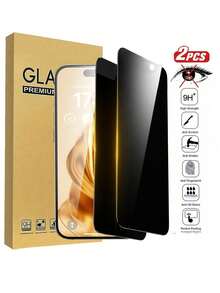 2 Pieces Privacy Screen Protector Suitable For IPhone 17/16/16Pro/16Promax/16plus/15/15pro/15promax/14/14 Pro Max/11/12/13/XR/7/8, Anti Spy Private Full Coverage Film, Shockproof, Scratch Resistant, Easy To Stick, 9H Tempered Glass Privacy Protection Film For Mobile Phones - Mobile Phone Accessories - Black - View 32