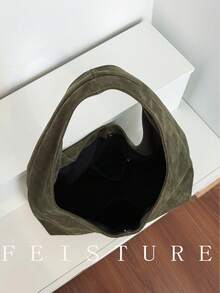 1pc Suede Fabric Large Capacity Solid Color Underarm Bag, Magnetic Closure, Suitable For Daily Outings, Dates, Commuting - Green - View 6