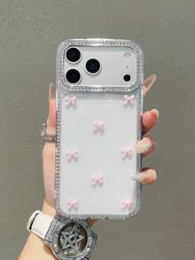 1 pezzo Custodia telefonica in rosa trasparente e brillante con decorazione a farfalla, compatibile con 17/17 Air/17 Pro/17 Pro Max/16 15, 16 Pro Max; custodia telefonica di lusso, compatibile con 13, 14, 12 Pro Max, 11; cover protettiva in TPU antiurto, impermeabile, anti-caduta, anti-graffio - Trasparente - Visualizzare 2