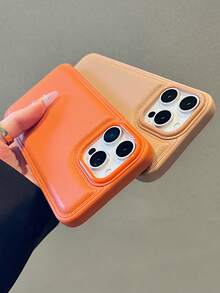 Minimalist Brown Faux Leather Matte Apple Phone Case Compatible With IPhone 17 Pro Max/17 Pro/17 Air/17/16/16 Pro Max/16 Plus/16 Pro/16E/15/15 Pro Max/15 Pro/15 Plus/11/12/13/14 Pro Max/XS/XR/11 Pro/11 Pro Max/12 Pro/12 Pro Max/13 Pro/13 Pro Max/14 Pro/14 Pro Max, Thick Anti-Drop Design