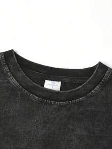 Retro Blue Night Fury Oversize Acid Washed Heavyweight Cotton T-Shirt  Unisex Short Sleeve Graphic Tee Fury And Toothless Dragon Disneyland Shirts - 黑色 - 查看 5