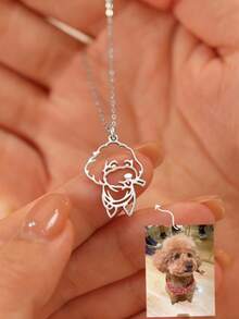 1 Stück personalisierter Haustier-Foto-Hundeanhänger Halskette, Edelstahl Gedenk-Schmuck, Schulmaterial, Rückkehr zur Schule, Schulgeschenke, Büromaterial, Klassenzimmer-Zubehör, Lehrergeschenke, Hochschulmaterial, Kollegen-Geschenke, Wohnheim-Zubehör, geeignet für alle, Jugend-Accessoires, Mittel- und Oberschüler - Halskette mit Haustier-Motiv - Übersicht 8