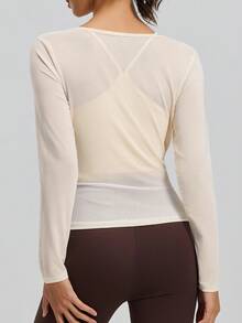 两件套可拆卸长袖瑜伽上衣，交叉网眼设计