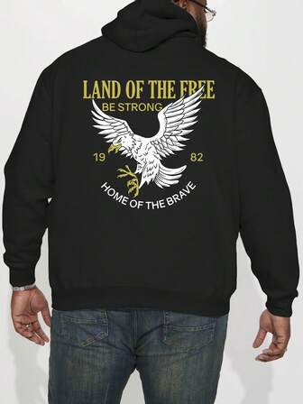 1 pieza Sudadera con capucha casual y minimalista para hombre de talla grande para exteriores