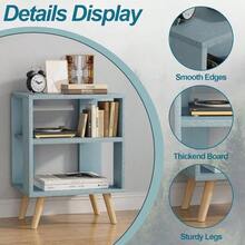 Bedside Table, Modern Open Storage Side Table, Double-Tier Nightstand, Suitable For Small Spaces, Living Rooms, And Bedrooms. - Màu xanh lam - Xem 3