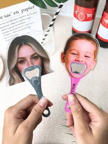 Abridor de botellas con diseño personalizado de rostro, abridor de botellas de cerveza, abridor de botellas con imán adjunto que se puede adherir al refrigerador. Sirve como un regalo decorativo para restaurantes, bares, fiestas y bodas, un regalo ideal para el Día del Padre, un imprescindible para bodas. Es multifuncional, altamente decorativo y reutilizable. - Multicolor - Ver 11
