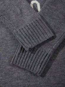 ANDREILEE Men's Casual Loose Fit Pullover Sweater, Lightweight Knitted Crew Neck Sweatshirt With Graphic Print, Suitable For Spring, Autumn And Winter - Grey - View 6