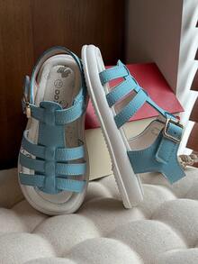 2026夏季新款女童休闲时尚百搭圆头露趾软底舒适平底凉鞋，学生凉鞋，公主凉鞋，女童平底凉鞋 - 淺藍色 - 查看 6