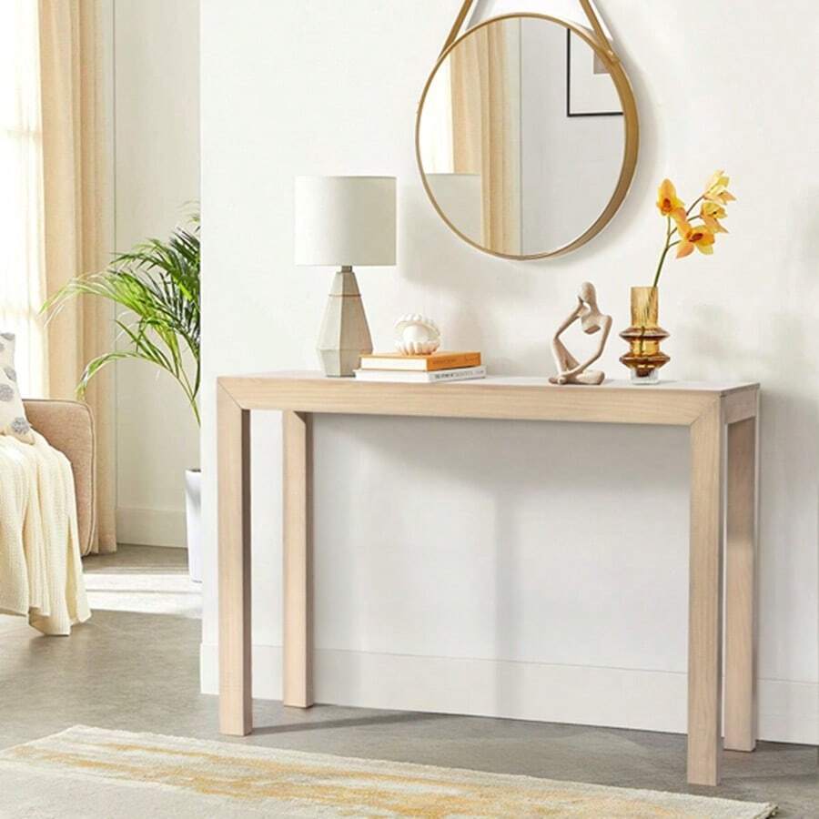 Multi-Purpose Natural Pinewood Table - 46 Inch Narrow Console Table ...