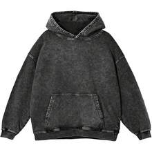 JeansFly Womens Oversized Acid Wash Hoodie Pullover Sweatshirts Vintage Loose Fit Winter Long Sleeve Shirts Outfits Tshirts&Hoodies DG010 Cotton Blend - 黑色 - 查看 10
