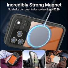 IP68 Waterproof Case For Phone 17 Pro Max/Phone 17 Pro/Phone 17/Phone Air Cover Magnetic Shockproof Heavy Duty Full Body Protective Built-In Screen Protector Dustproof Underwater Case - Black - View 5