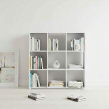 KIWI Modular Wooden Cube Shelving Unit In Various Sizes And Configurations (2 To 9 Compartments), Versatile Bookshelf For Books, Storage And Decoration, Various Colors Available - BLANCO - 9 Comp | 91.2*29.7*91.2cm - View 8