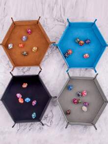 1 pieza Bandeja de almacenamiento plegable de terciopelo, Bandeja hexagonal para dados, Caja de almacenamiento para dados, Cesta de almacenamiento de escritorio ordinaria, Adecuada para juegos de dados - Multicolor - Ver 6