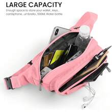 Riñoneras para mujeres y hombres, bolsa de cintura, bolsa de cadera conúltiples bolsillos, gran capacidad, impermeable, bolsa casual para viajes de, ciclismo, correr, senderismo (rosa) - Burdeos - Ver 10