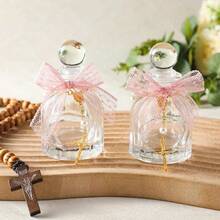 Bộ 24 chai nước thánh Công giáo, quà tặng rửa tội số lượng lớn thích hợp để tặng khách. Người Công giáo nhận được 6 chai nước thủy tinh, kèm theo 6 vòng tay thánh giá vàng, 6 túi vải organza trong suốt và 6 dải ruy băng, làm quà tặng cho đám cưới và lễ rửa tội tại nhà thờ (nơ ren, màu trắng). - Nhiều màu - Xem 11