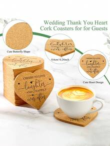1/3/18/36pcs/Set Wedding Guest Favor Coaster Set, Heart-Shaped Coasters, Comes With Storage Bag And Thank You Cards, Suitable For Wedding Ceremony Or Anniversary, Wedding Favor, Guest Coaster Gift Set, Loose Heart Coasters, Thank You Cards, Organza Bags, Wedding Guest Souvenirs - Multicolor - View 9