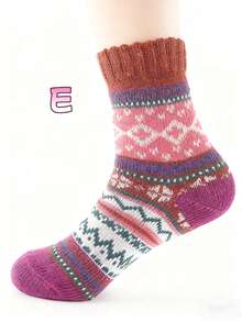 5 Pair Of Printed Thickened Socks, Comfortable And Warm Christmas Mid-Calf Socks, Women's Socks, Multiple Styles To Choose From - Soft And Durable, Suitable For Cold Weather Outdoor Activities - Nhiều màu - Xem 7