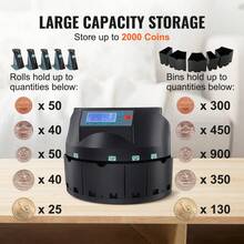 USD Coin Counter & Coin Sorters With LCD Display, Coin Sorter Machine For USD Coin 1￠ 5￠ 10￠ 25￠ $1, Sorts Up To 300 Coins/Min, Change Counter Holds 2000 Coins Included 5 Coin Bins & 5 Tubes - 300 Coins/min - View 3