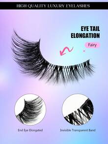 Asiteo 5 Pairs Eye Tail Elongation Cat Eye Eyelashes - Natural Look False Lashes With Soft Clear Band - Reusable And Easy To Apply Lashes For Dramatic Eye Effect - 眼尾拉長款 - 查看 2