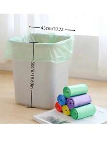 100个/12个装便携式家用垃圾袋，小型可折叠塑料垃圾袋，适用于厨房、浴室、卧室、办公室和洗手间，实用且节省空间 - 彩色 - 查看 5